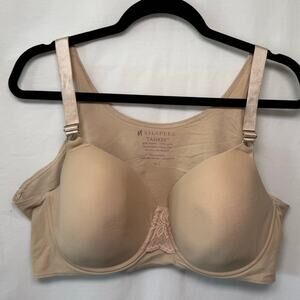 Shapeez Tankee Short Full Coverage T-Shirt Bra with Underwire, Beige, Size 1X-C